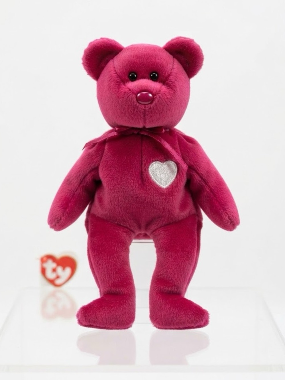 Vintage 1999 TY Beanie Babies Valentina Bear fuchsia pink P.E pellets 1965(KR)